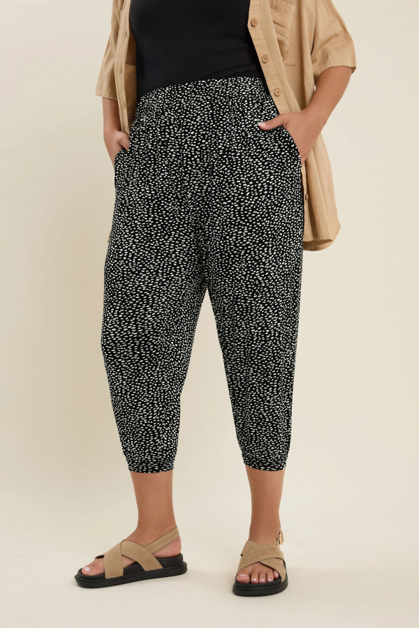 Büyük Beden Dar Paça Bilek Üstü Kısa Kesim Desenli Cepli Pantolon 302447 Vervegrand