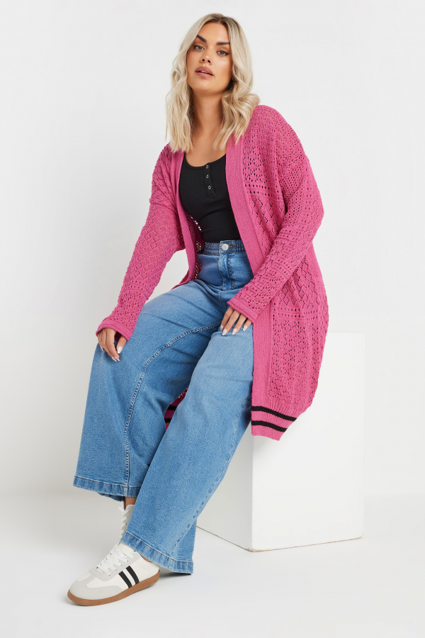 Büyük Beden Uzun Kollu Önü Kapamasız Uzun Dantel Hırka 302324 Vervegrand