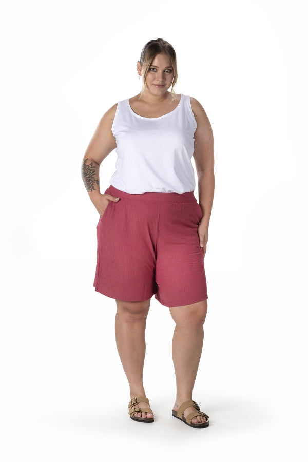 Büyük Beden Beli Lastikli Cepli Şort 216186 Vervegrand