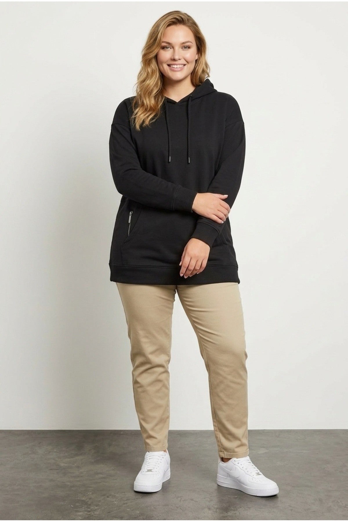 Kapüşonlu Cepli Fermuar Detaylı Sweatshirt 303800