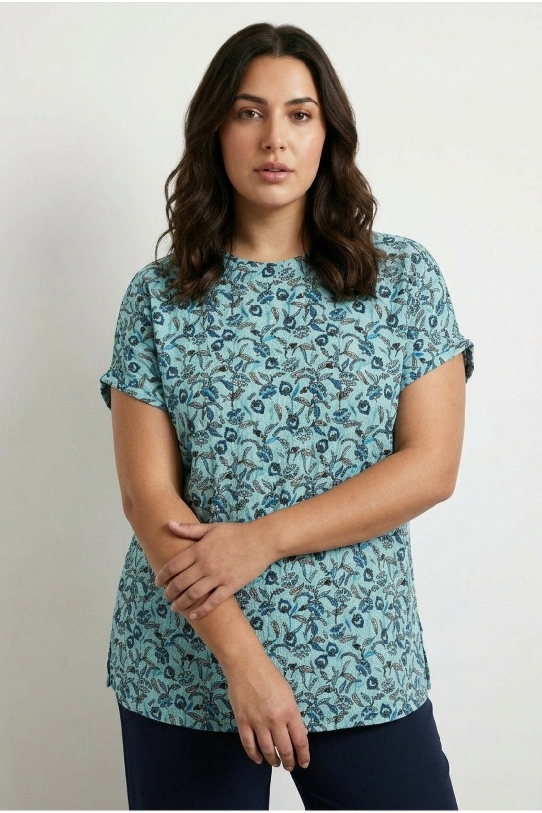 Short Sleeve Crew Neck Tile Pattern T-shirt 304190