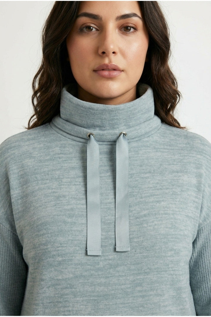 Büyük Beden Uzun Kollu Kapüşonlu Yumuşak Dokulu Sweatshirt Elbise 303590