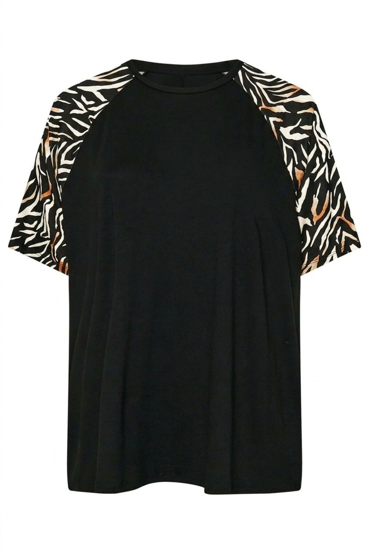 Kısa Kollu Bisiklet Yaka Leopar Desenli T-shirt 303736