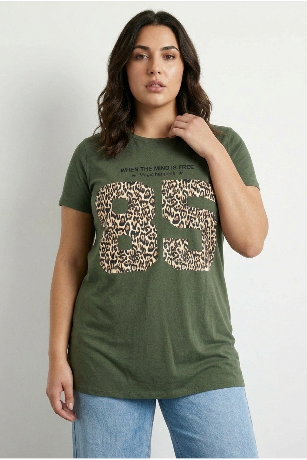Bisiklet Yaka Kısa Kollu Baskılı T-shirt 304172