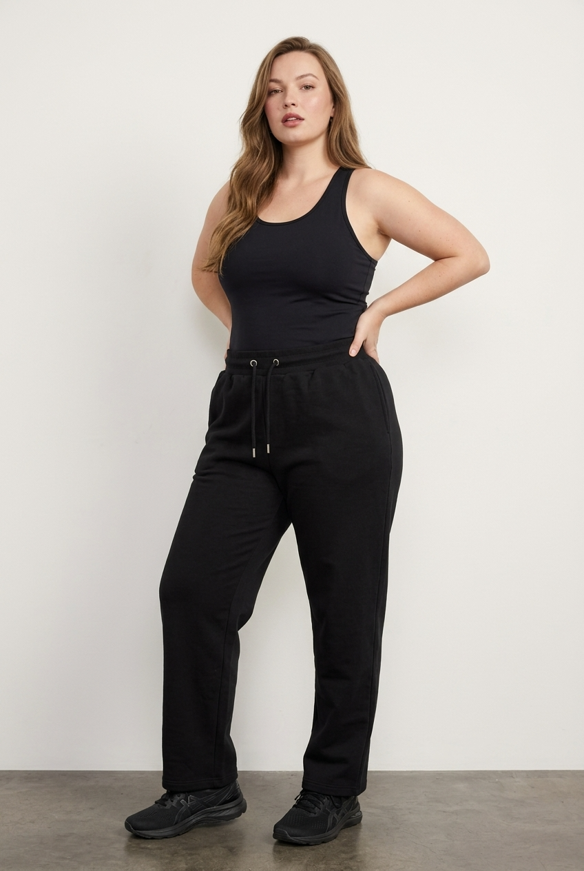 Büyük Beden Beli Lastikli İpli Esnek Kumaşlı Cepli Eşofman Altı