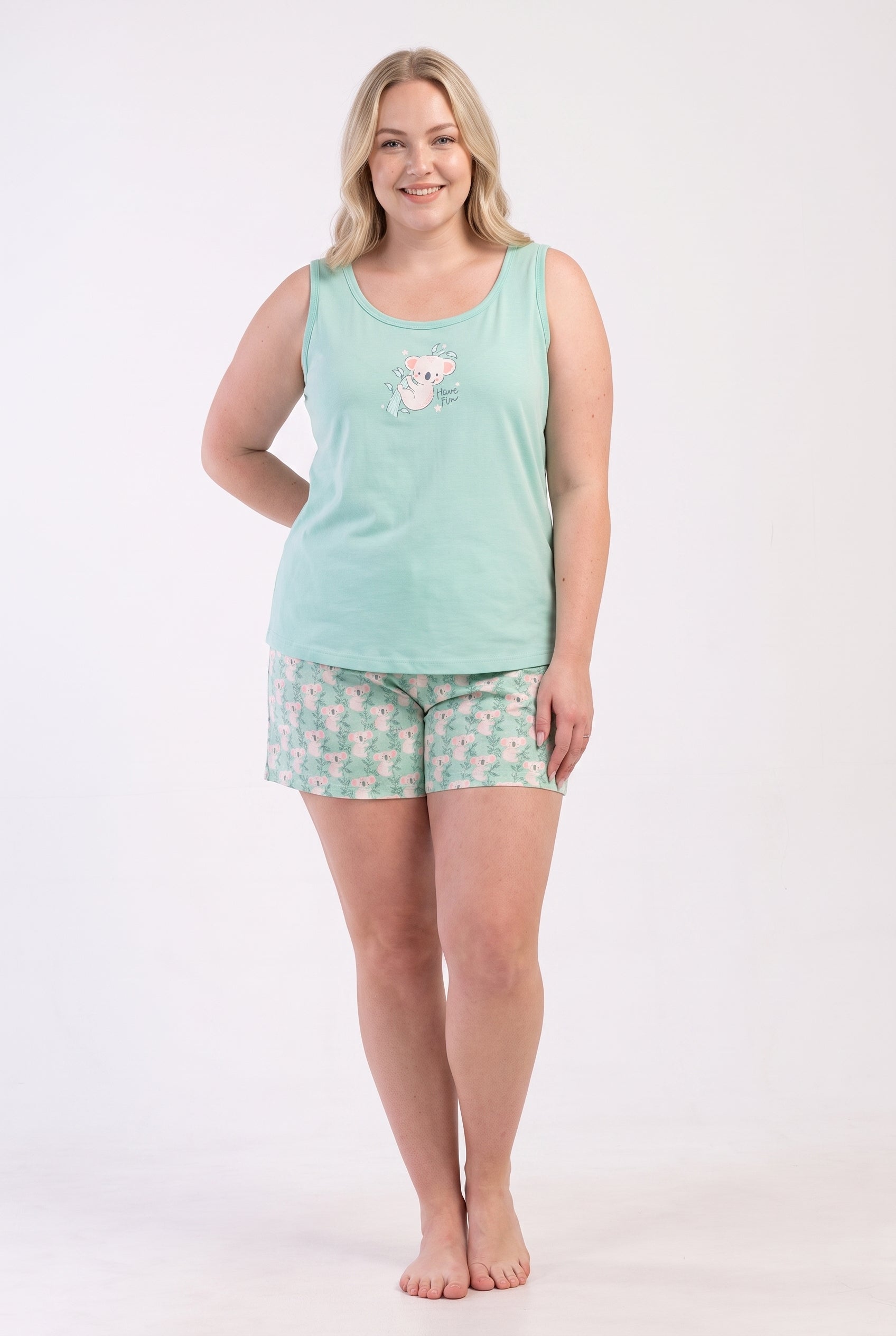 Büyük Beden Penye Şort Atlet Pijama Takımı