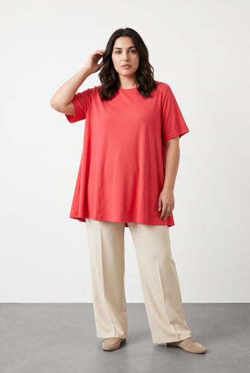 Fitilli Kumaş Eteği Bollaşan T-shirt