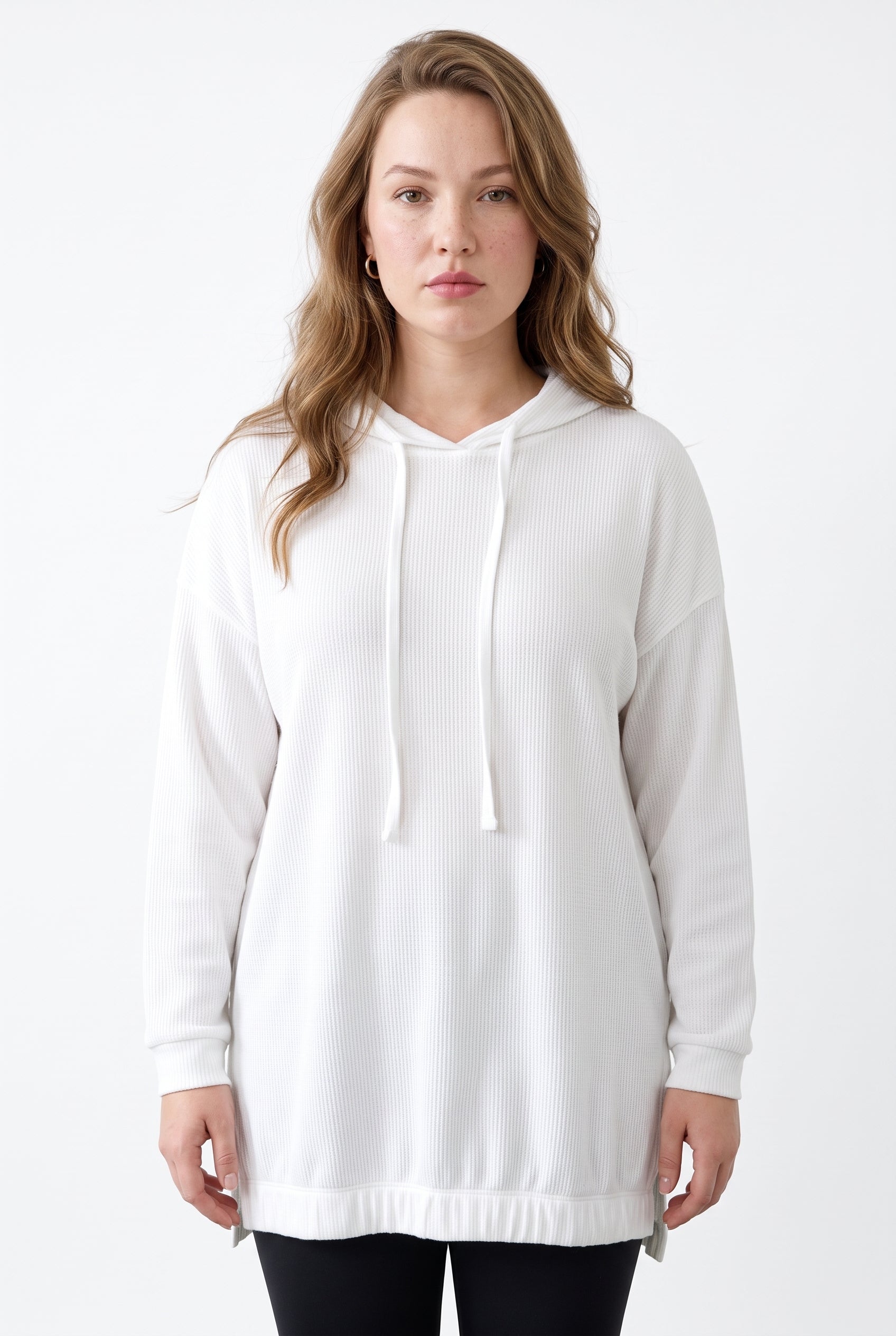 Fitilli Kumaş Kapüşonlu Sweatshirt