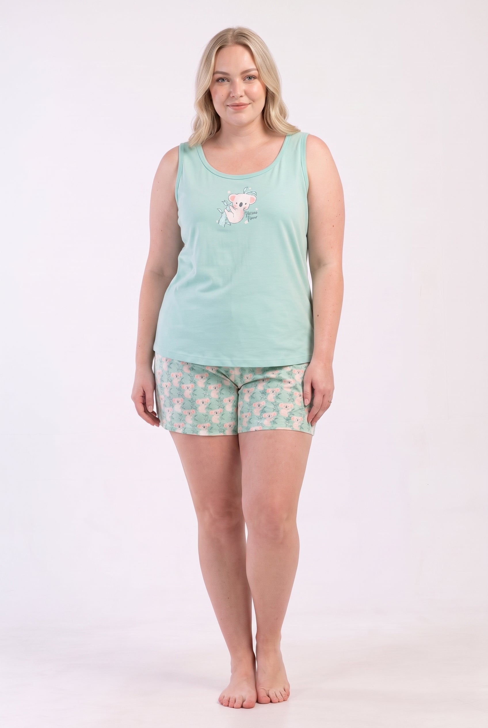Büyük Beden Penye Şort Atlet Pijama Takımı