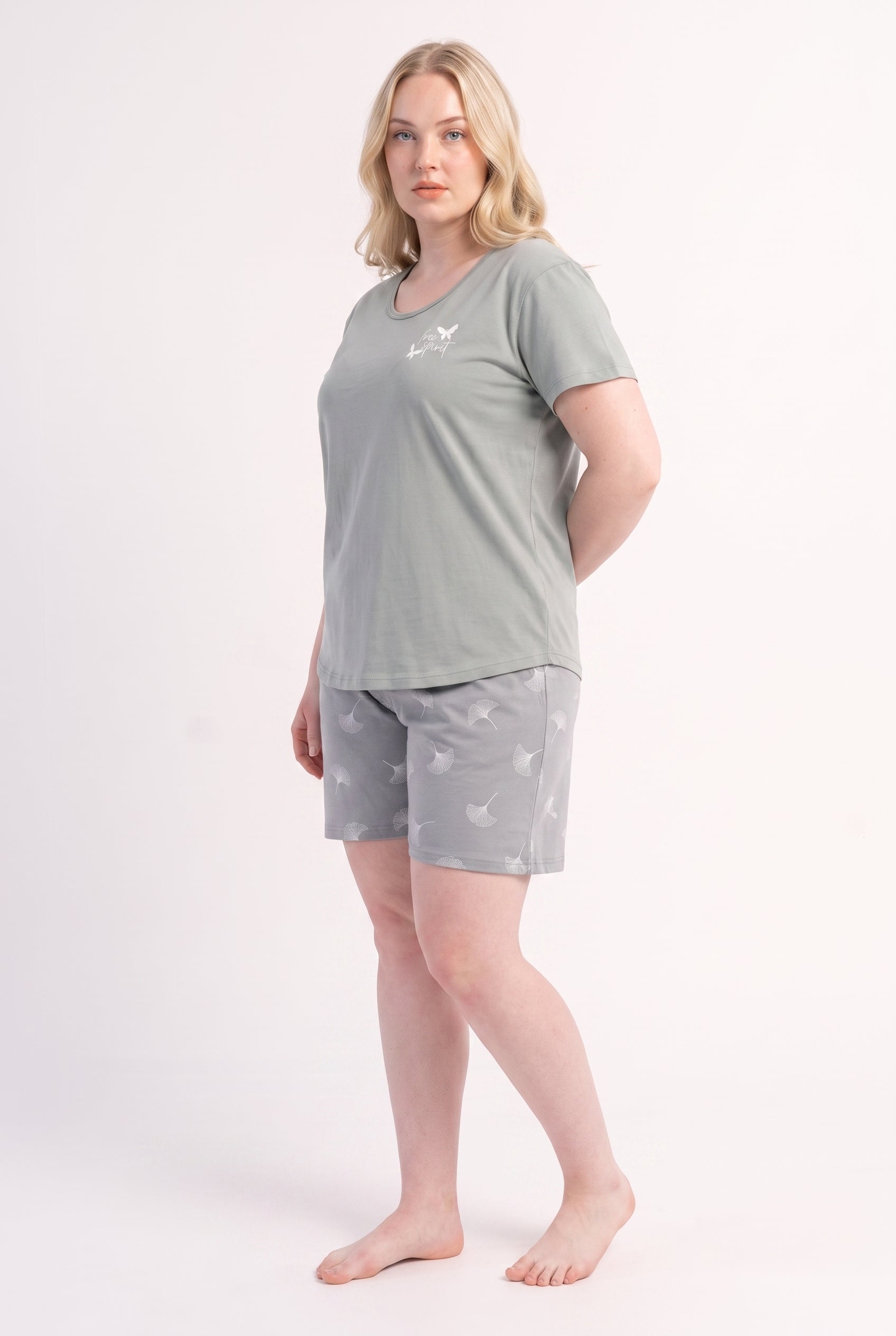 Büyük Beden Şortlu Penye Pijama Takımı