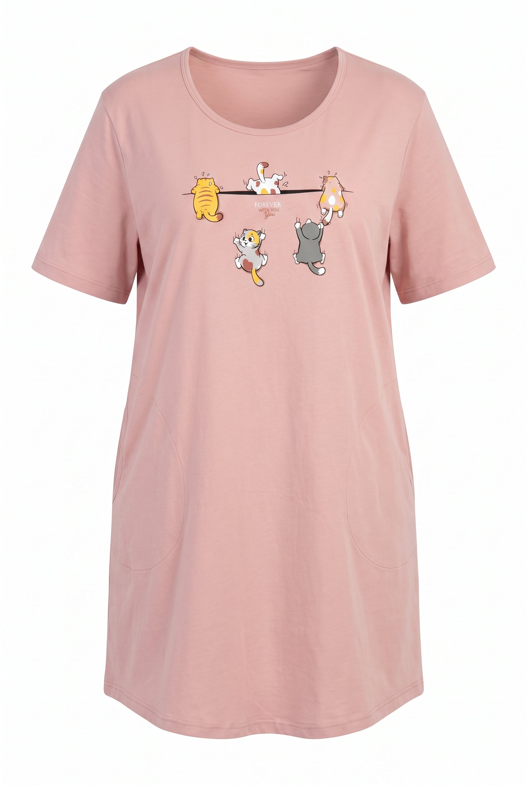 Büyük Beden Cepli Pijama Penye Gecelik