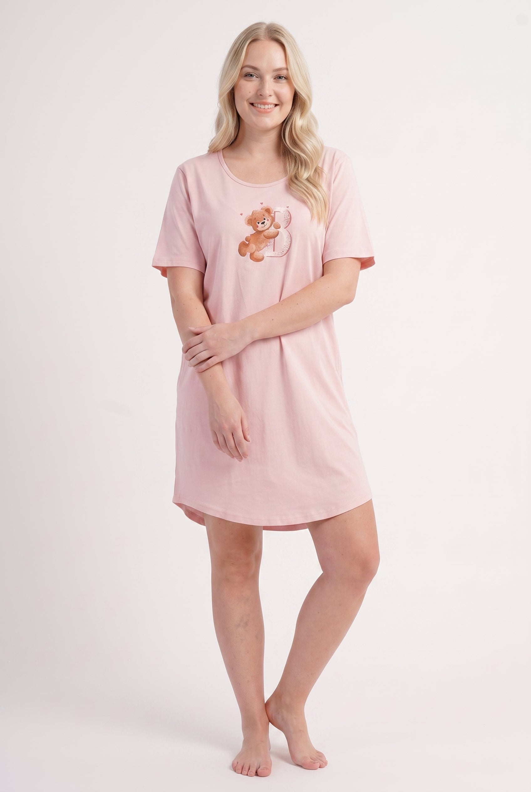 Büyük Beden Bisiklet Yaka Penye Pijama Gecelik