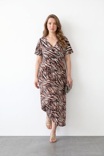 Zarf Yaka Beli Kuşaklı Lastikli Elbise